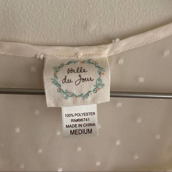 Belle Du Jour Sleeveless Sheer Swiss Dot Top M - Picture 5 of 5